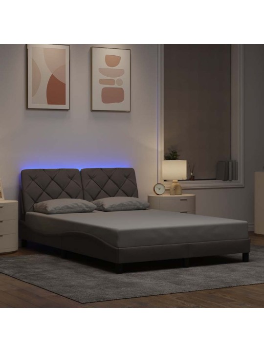 Rám postele s led bez matrace taupe 140x200 cm látka