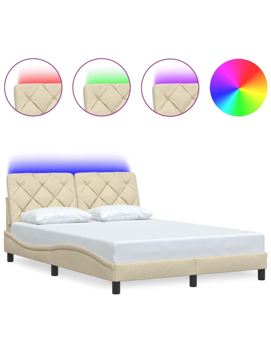 Rám postele s led bez matrace cream 140x200 cm látka