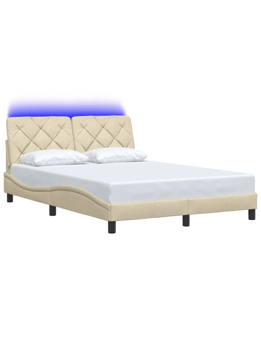 Rám postele s led bez matrace cream 140x200 cm látka