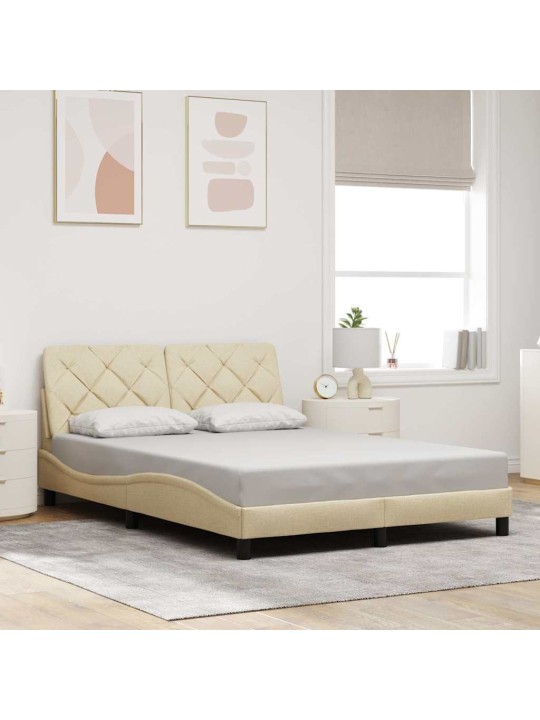 Rám postele s led bez matrace cream 140x200 cm látka