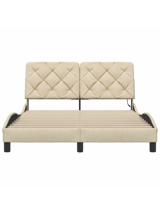 Rám postele s led bez matrace cream 140x200 cm látka
