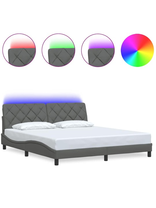 Rám postele s led bez matrace tmavě šedá 180x200 cm látka