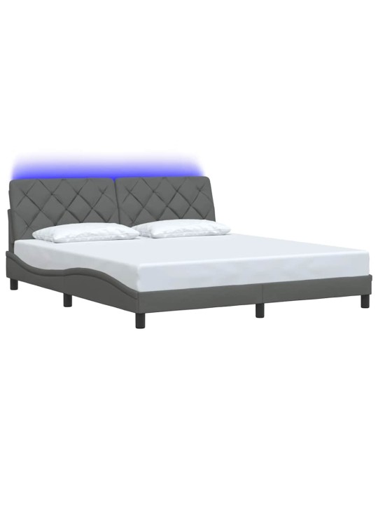 Rám postele s led bez matrace tmavě šedá 180x200 cm látka