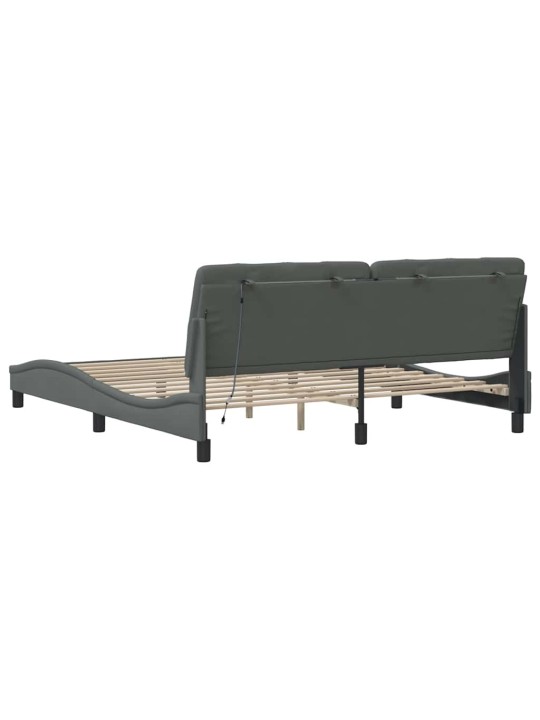 Rám postele s led bez matrace tmavě šedá 180x200 cm látka