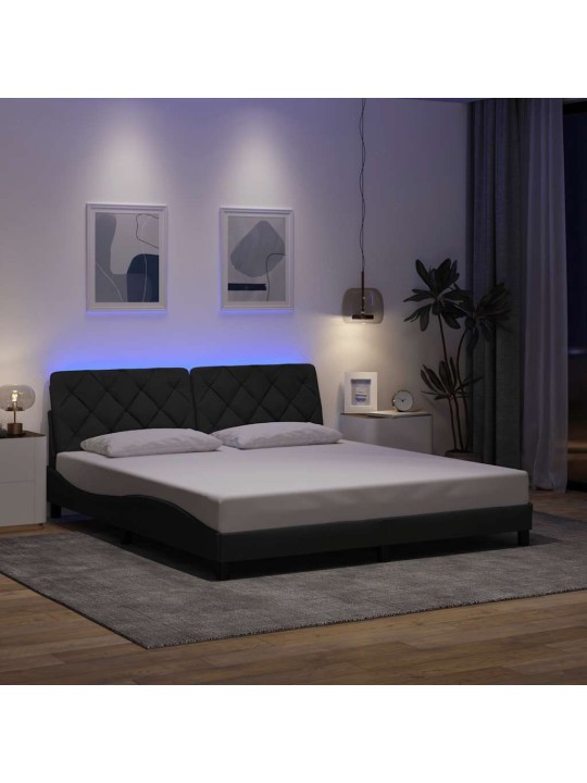 Rám postele s led bez matrace tmavě šedá 180x200 cm látka