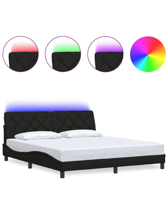 Rám postele s led bez matrace černý 180x200 cm látka