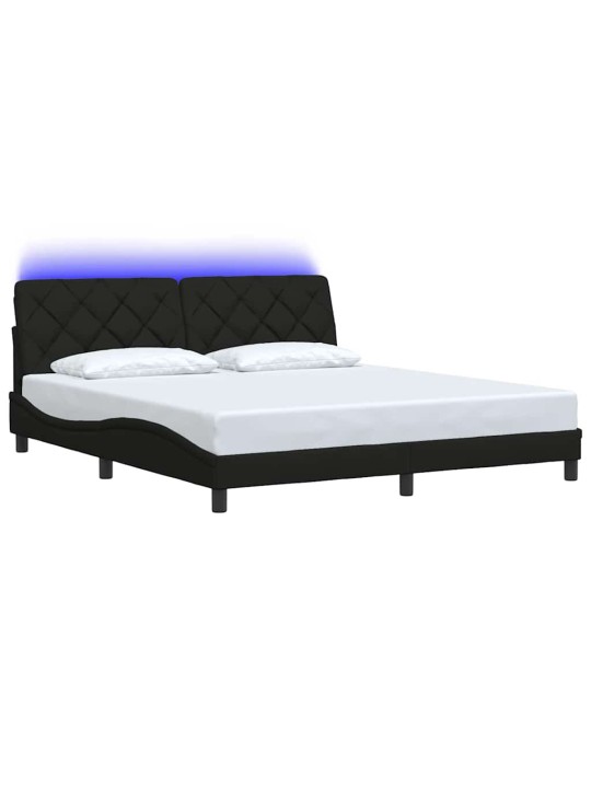 Rám postele s led bez matrace černý 180x200 cm látka