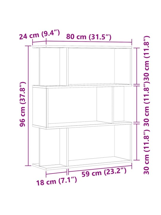 Knihovna dub artisan 80x24x96 cm kompozitní dřevo