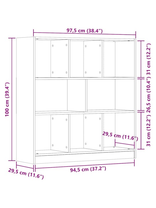 Knihovna dub artisan 97,5x29,5x100 cm kompozitní dřevo