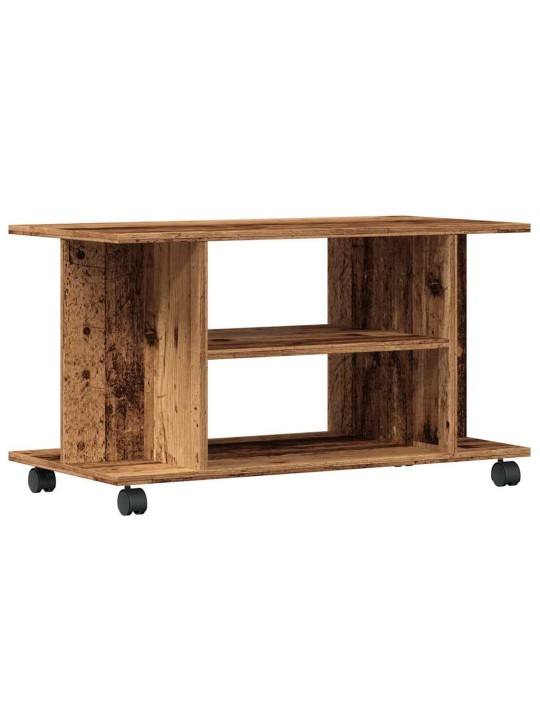 TV stolek na kolečkách old wood 80x40x45 cm kompozitní dřevo