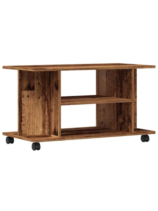TV stolek na kolečkách old wood 80x40x45 cm kompozitní dřevo