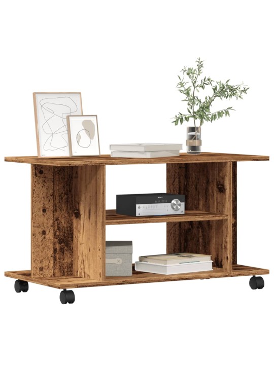 TV stolek na kolečkách old wood 80x40x45 cm kompozitní dřevo