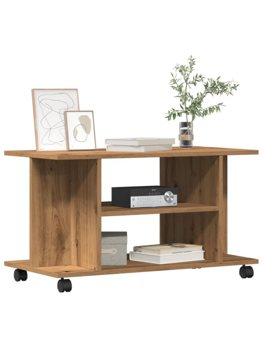 TV stolek na kolečkách dub artisan 80x40x45 cm kompozitní dřevo