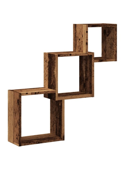 Nástěnné police kostka old wood 68x15x68 cm kompozitní dřevo