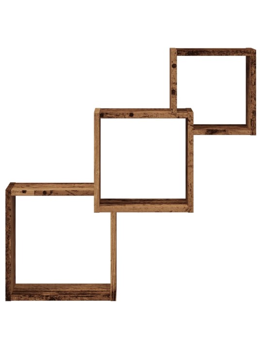 Nástěnné police kostka old wood 68x15x68 cm kompozitní dřevo