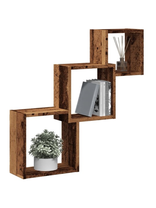 Nástěnné police kostka old wood 68x15x68 cm kompozitní dřevo
