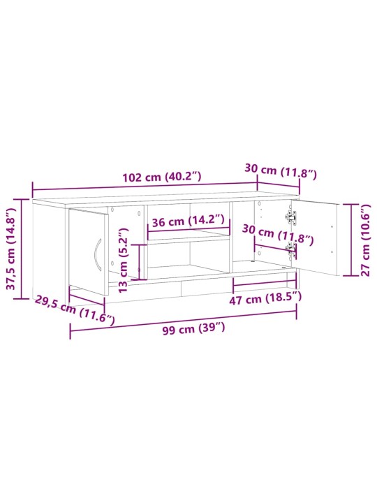 TV skříňka old wood 102x30x37,5 cm kompozitní dřevo