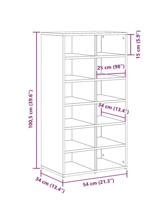 Botník old wood 54 x 34 x 100,5 kompozitní dřevo