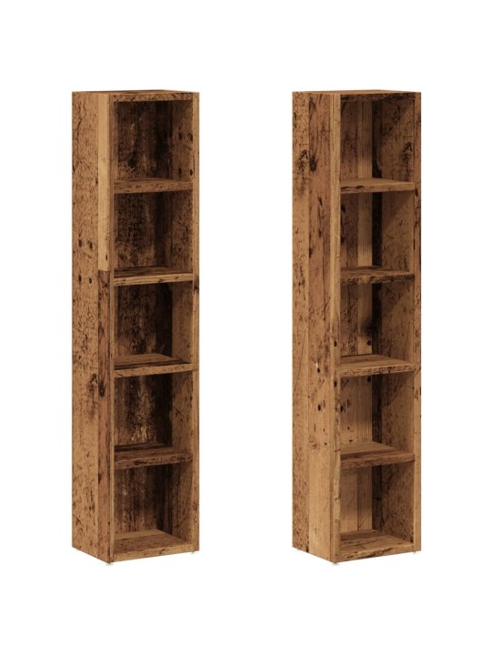 Skříňky na cd 2 ks old wood 21 x 16 x 93,5 cm kompozitní dřevo