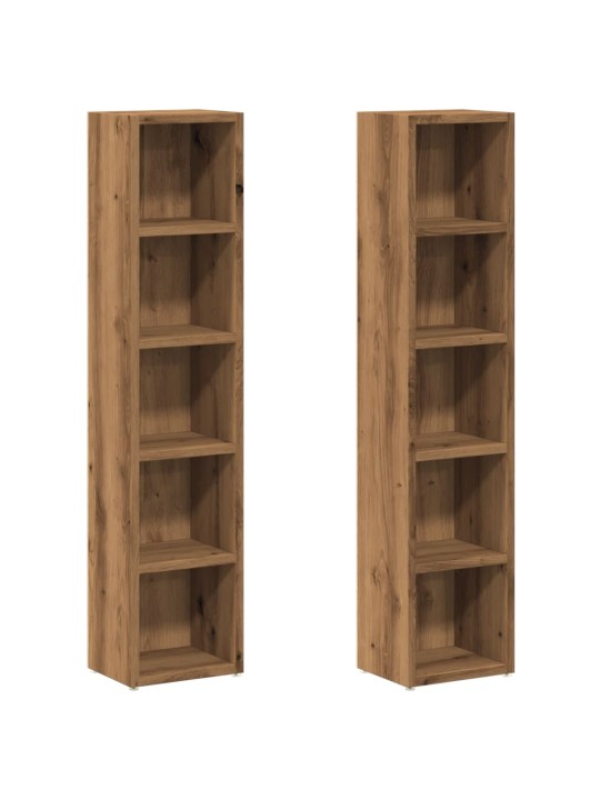 Skříňky na cd 2 ks dub artisan 21x16x93,5 cm kompozitní dřevo