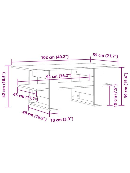 Konferenční stolek dub artisan 102x55x42 cm kompozitní dřevo