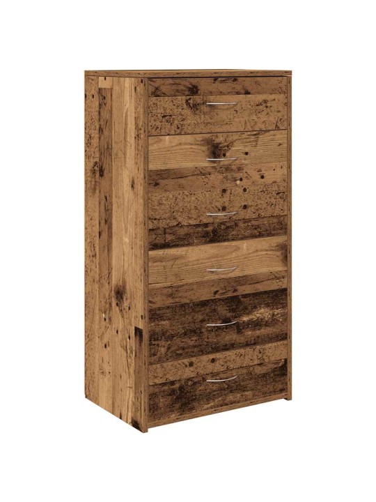 Příborník se 6 zásuvkami old wood 50 x 34 x 96 cm dřevotříska