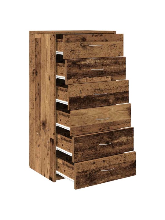 Příborník se 6 zásuvkami old wood 50 x 34 x 96 cm dřevotříska