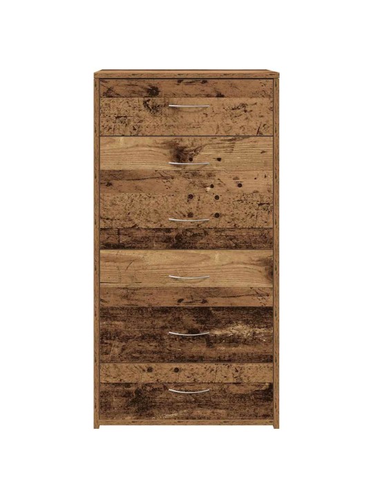 Příborník se 6 zásuvkami old wood 50 x 34 x 96 cm dřevotříska