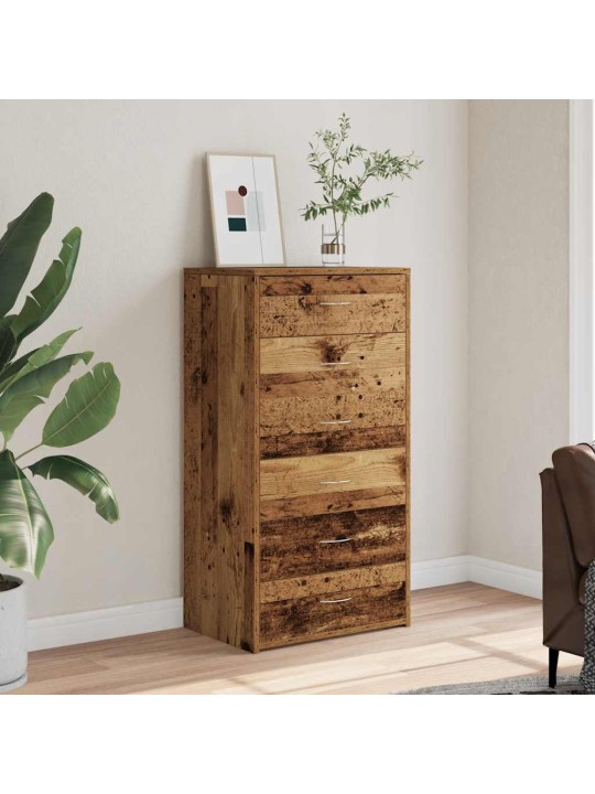 Příborník se 6 zásuvkami old wood 50 x 34 x 96 cm dřevotříska