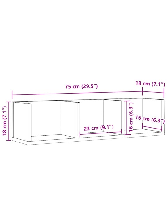 Nástěnná police na CD dub artisan 75x18x18 cm kompozitní dřevo