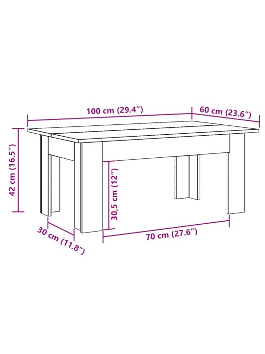 Konferenční stolek dub artisan 100x60x42 cm kompozitní dřevo