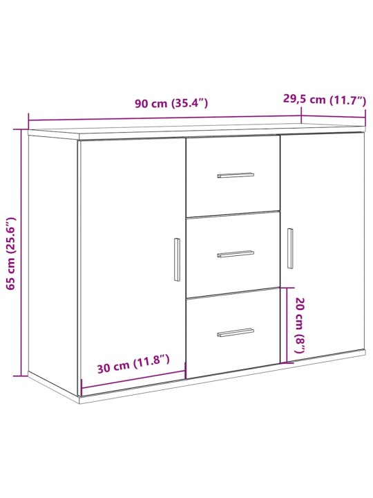 Příborník dub artisan 90x29,5x65 cm kompozitní dřevo