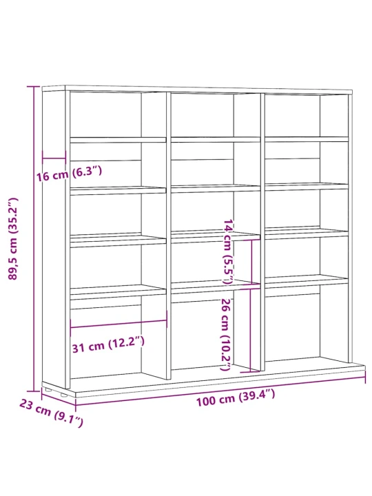 Skříňka na cd dub artisan 100 x 23 x 89,5 cm kompozitní dřevo