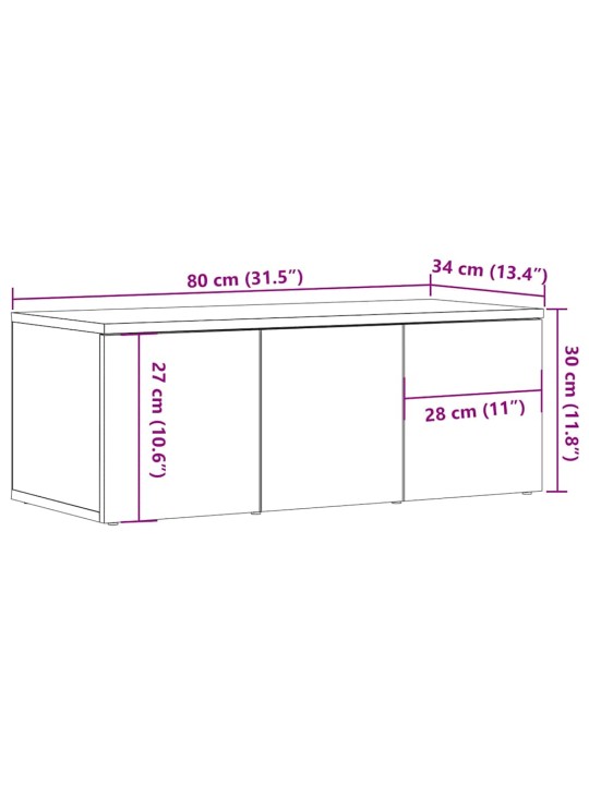 Tv skříňka dub artisan 80x34x30 cm kompozitní dřevo