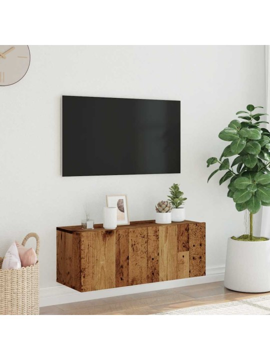 Nástěnná tv skříňka old wood 80 x 30 x 30 cm kompozitní dřevo