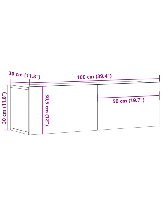 Nástěnná tv skříňka dub artisan 100x30x30 cm kompozitní dřevo