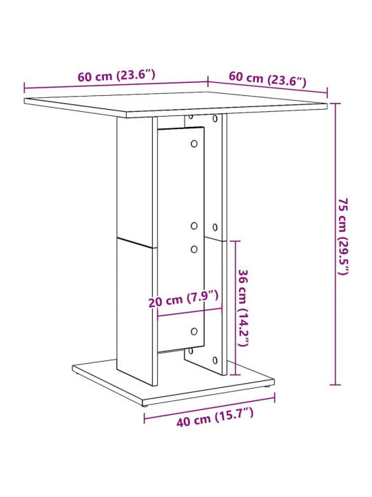 Bistro stolek old wood 60 x 60 x 75 cm kompozitní dřevo