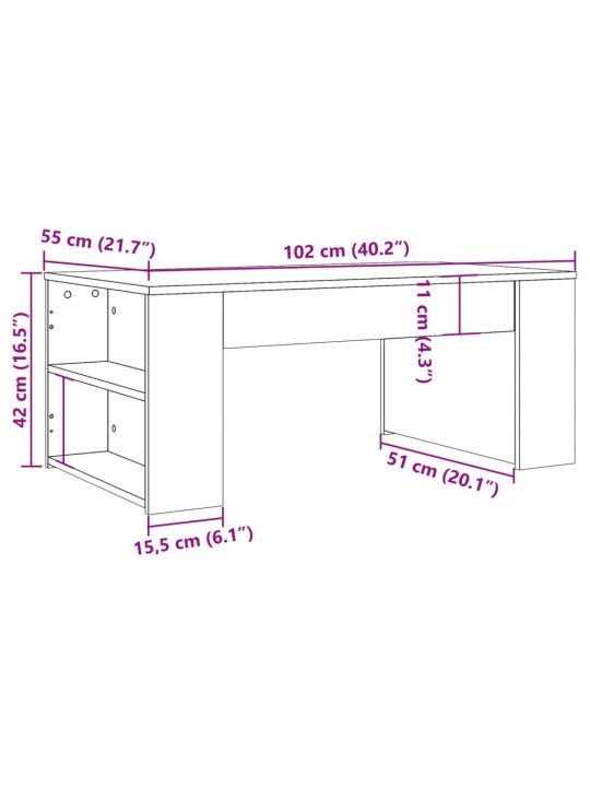 Konferenční stolek old wood 102 x 55 x 42 cm kompozitní dřevo