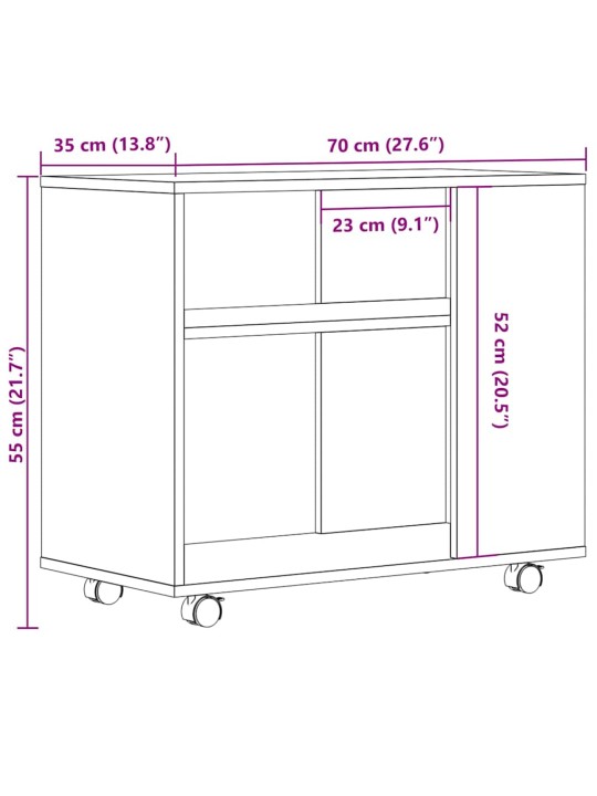 Odkládací stolek old wood 70 x 35 x 55 cm kompozitní dřevo