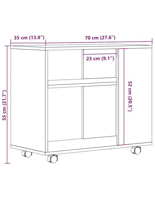 Odkládací stolek dub artisan 70x35x55 cm kompozitní dřevo