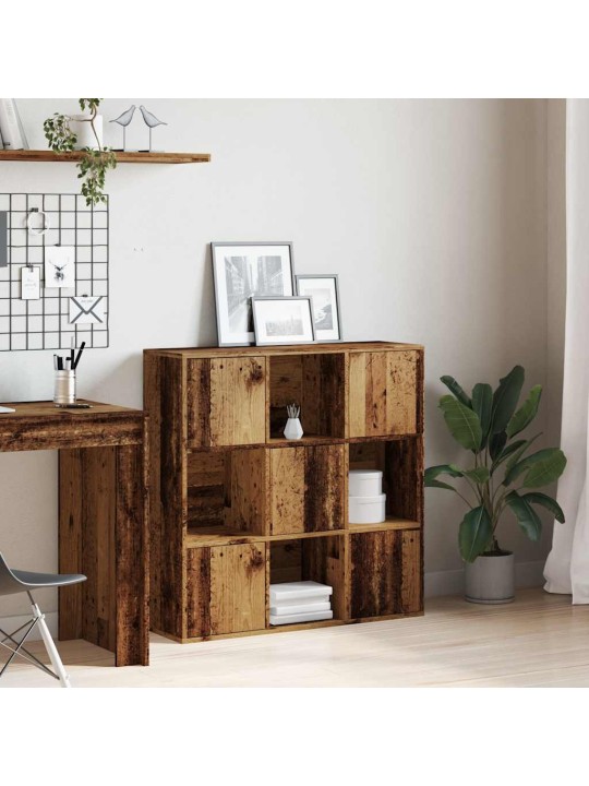 Knihovna old wood 90 x 28 x 90 cm kompozitní dřevo