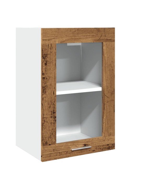 Závěsná prosklená skříňka old wood 40x31x60 cm kompozitní dřevo