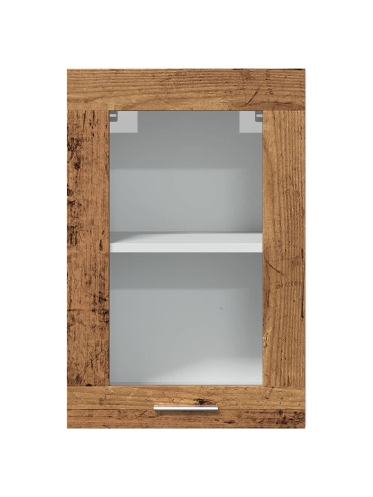Závěsná prosklená skříňka old wood 40x31x60 cm kompozitní dřevo