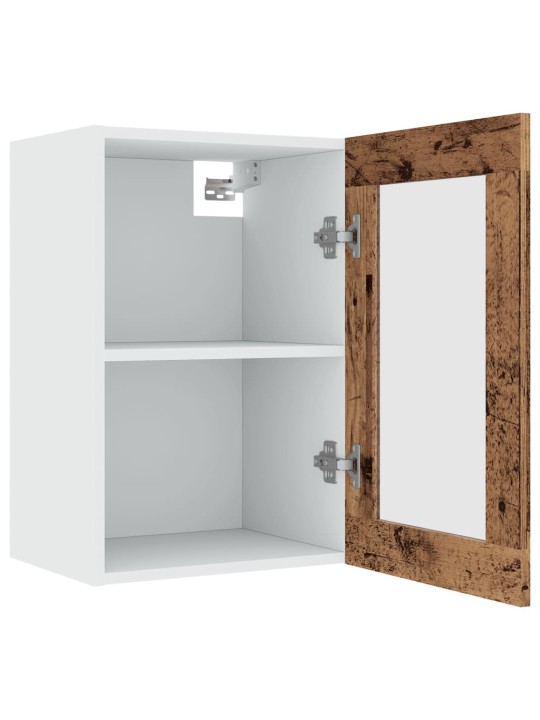 Závěsná prosklená skříňka old wood 40x31x60 cm kompozitní dřevo