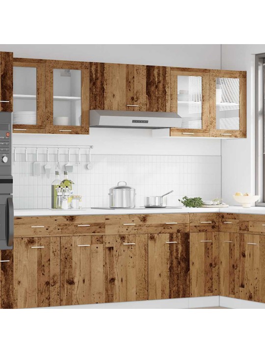 Horní prosklená skříňka old wood 80x31x60 cm kompozitní dřevo
