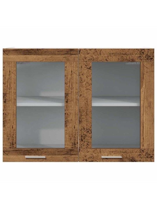 Horní prosklená skříňka old wood 80x31x60 cm kompozitní dřevo