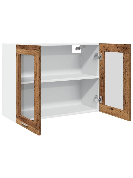 Horní prosklená skříňka old wood 80x31x60 cm kompozitní dřevo