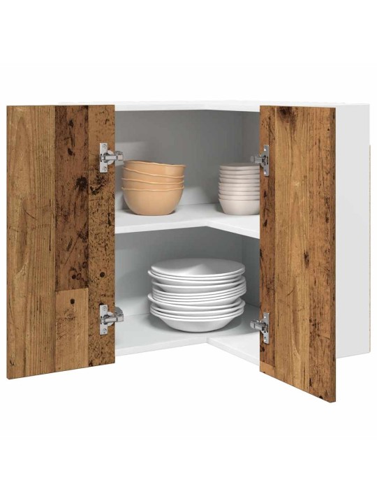 Horní rohová skříňka old wood 57 x 57 x 60 cm kompozitní dřevo