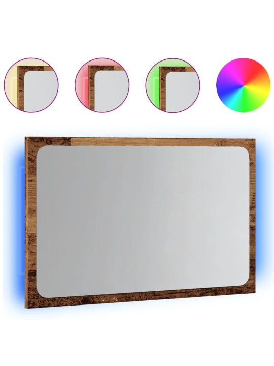 Koupelnové zrcadlo s LED osvětlením old wood 60 x 8,5 x 38 cm