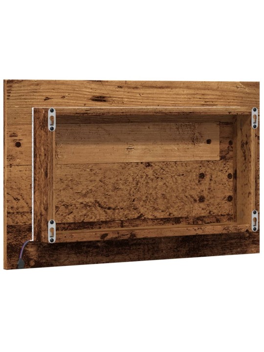 Koupelnové zrcadlo s LED osvětlením old wood 60 x 8,5 x 38 cm